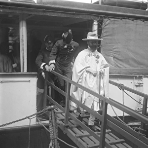 Abyssinian regent. Ras Tafari, descendant of Balkis, Queen of Sheba arriving at Dover