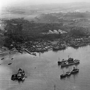 Aerial view of Greenhithe, Kent including Everards shipyard on the River Thames 17