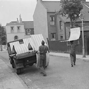 Air raid shelters being delivered to Gravesend, Kent. 1939