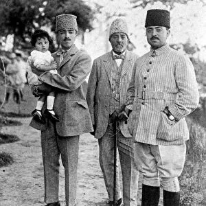 The Amir of Afghanistan ( right ) with his father - in - law ( centre ) and Prince