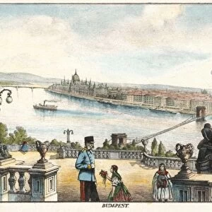 Archive Hungary - Budapest 1896 - postcard. View from the Royal Palace in Buda