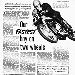 Article in Illustrated Magazine about young motorcycle champion, John Surtees