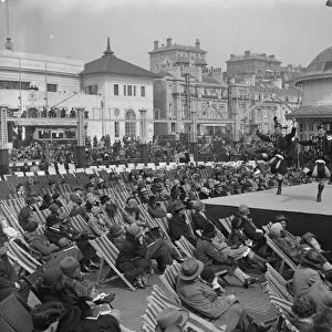 At the bandstand on Hastings sea front on Easter Monday. 9 April 1928
