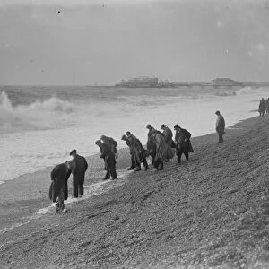 Beachcombres on Brighton beach. 10th January 1936