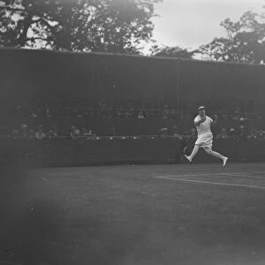 At the Beckenham Tennis Tournament, Miss Helen Wills on court. 1927