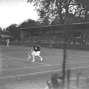 At the Beckenham Tennis Tournament, Mlle D Alvarez on court. 1928