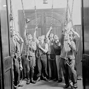 Bell - ringers practice at Eynsford church, Kent. 1936