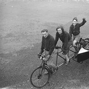 A bicycle for five in Northfleet, Kent. 1936