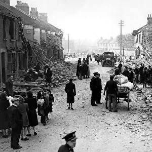 Bomb damage. The scene in a street in East Ham, East London, typical of so many