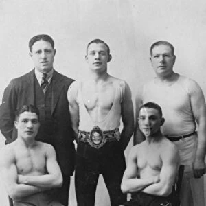 Boxers. Back row, centre; Ernie Izzard, Jack Goodwin, trainer. Front row; Johnny Brown