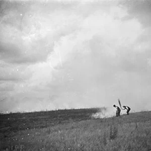 Burning grass in Otford. 1938
