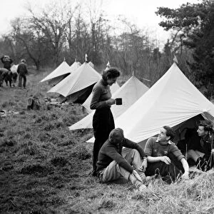 Some of the campers with their tents at Eynsford 2nd February 1948 A few hardy members