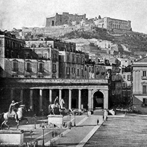 The castle of St Elmo, from the Largo De Palazzo, Naples. In the foreground is