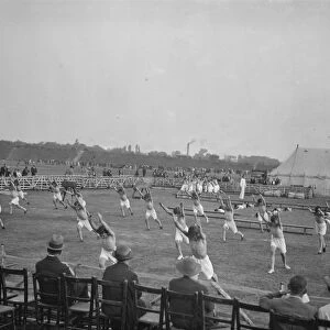 Children from Dartford Technical College in Kent perform a drill display in the main