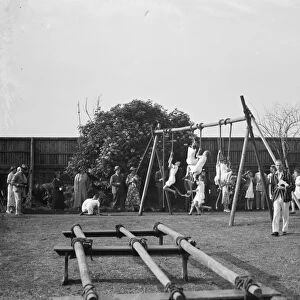 Children at Pennthorpe School in Chislehurst, Kent, climb the ropes during demonstration