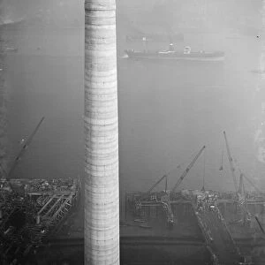 One of the chimneys of the new coal electric power station under construction near