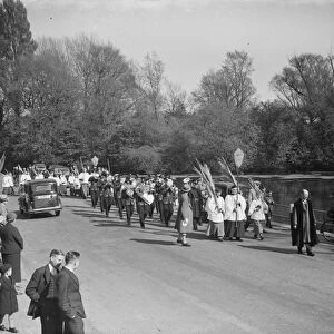 Choir boys in procession during the Palm Sunday celebrations at Orpington, Kent
