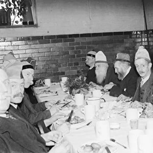 Christmas dinner at the Old Mens Institue in Farnborough, Kent. 1936