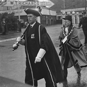 Civic service procession in Bexleyheath, Kent. The Mayor of Erith, Reverend