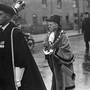 Civic service procession in Bexleyheath, Kent. The Mayor of Erith, Reverend