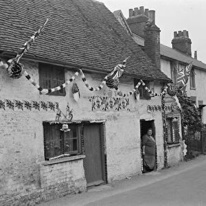 Coronation decorations in Eynsford, Kent, to celebrate the coronation of King George VI