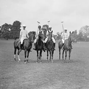 County Polo at Ranelagh C team, left to right A David, Maharejah of Jaipur