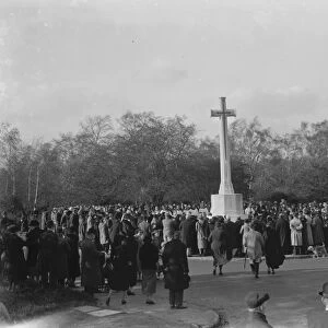 The crowd around the war memorial at the Armistice Memorial Service in Chislehurst, Kent