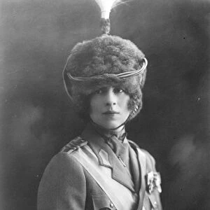 Crown Princess of Rumania as Honorary Colonel of her husbands Regiment. Crown