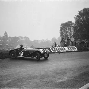 The Crystal Palace road racing. A D Taylor spins his car out. 1938