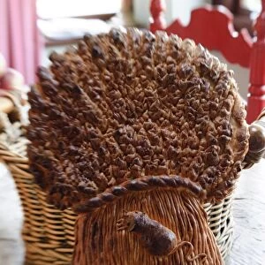 Decorative loaf in shape of sheaf of wheat with mouse for harvest festival credit