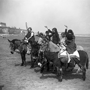 Donkeys on the sands of Ramsgate beach. 22 May 1926