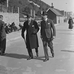 The Duke of Connaught takes the sun on the seafront at Bournemouth with his and equerry