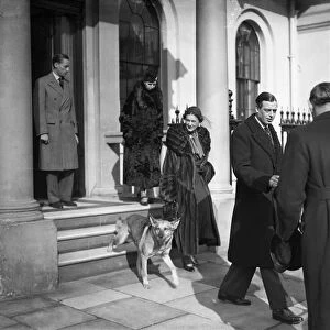 The Duke and Duchess of Kent, and their alsatian leaving home in Belgrave Square
