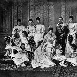 The Duke of York and his bride with the bridesmaids Back row, left to right, Princess