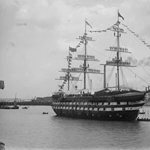 Duke of York visits the Worcester off Greenhithe. The boys dress ship