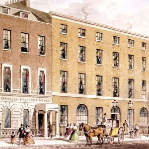 The east side of Soho Square, London. Number 32, on the right, was the home of Sir Joseph Banks