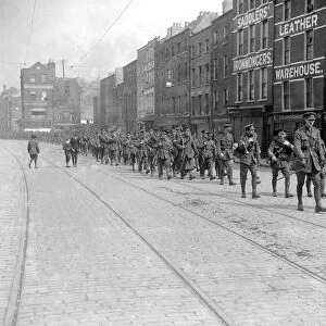 The Easter Rising ( originally captioned The Dublin Rebellion ) Troops march through the City