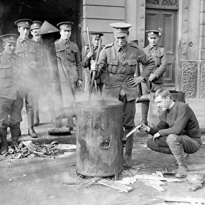 Easter Rising (originally captioned The Dublin rebellion) British soldiers cooking