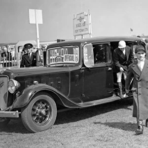 Epsom Downs Spring Meeting Surrey Jockey Gordon Richard arrives by car. 18 April 1939