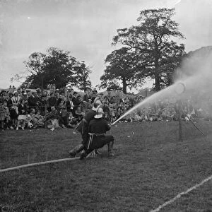 Fire brigade tournament at Danson Park, Bexley, London. The hose display
