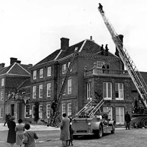 Fire Practice at Lullingstone Castle. The Dartford Division of the Kent Fire Brigade