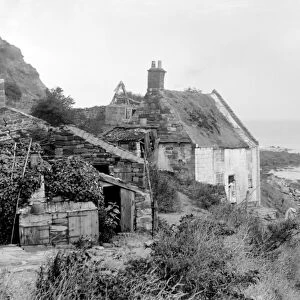 Fishermans tumbledown cottage on the north east coast of England