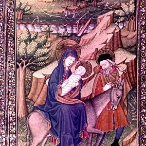 The flight into Egypt. Book of Hours believed to have belonged to Henry VIII. France, Normandy c