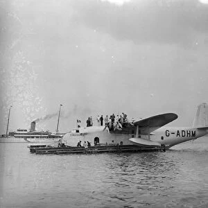 Flying boats Caledonia being prepared for the first commercial Atlantic crossing