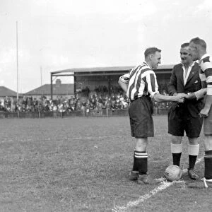 Football kick off at Dartford, Kent. 1934
