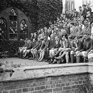 Founders Day observed at Harrow School. The Headmaster with the boys who took