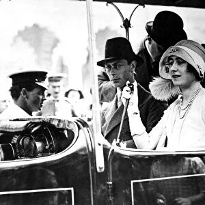 The future King George VI and Queen Elizabeth in royal railroad car at the British