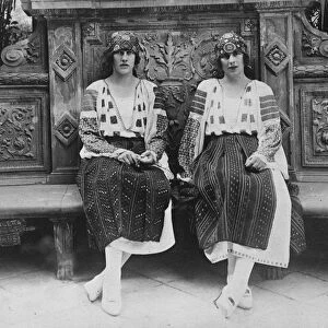 Future Queen and her sister in National costume. The Crown Princess of Rumania with her sister