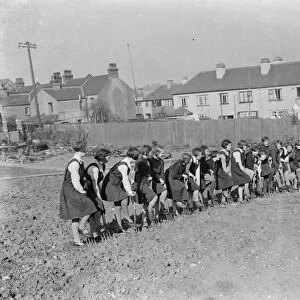 Gardening classes at the Central Girls School in Dartford, Kent. 1937