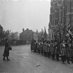 Girl guides during their church parade in front of the Parish Church of St John the